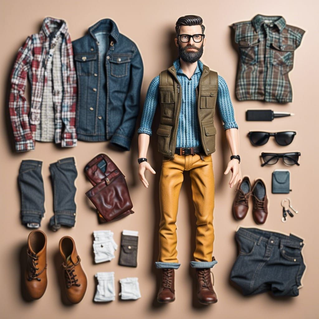 Male Hipster Action Figure - With Accesssories