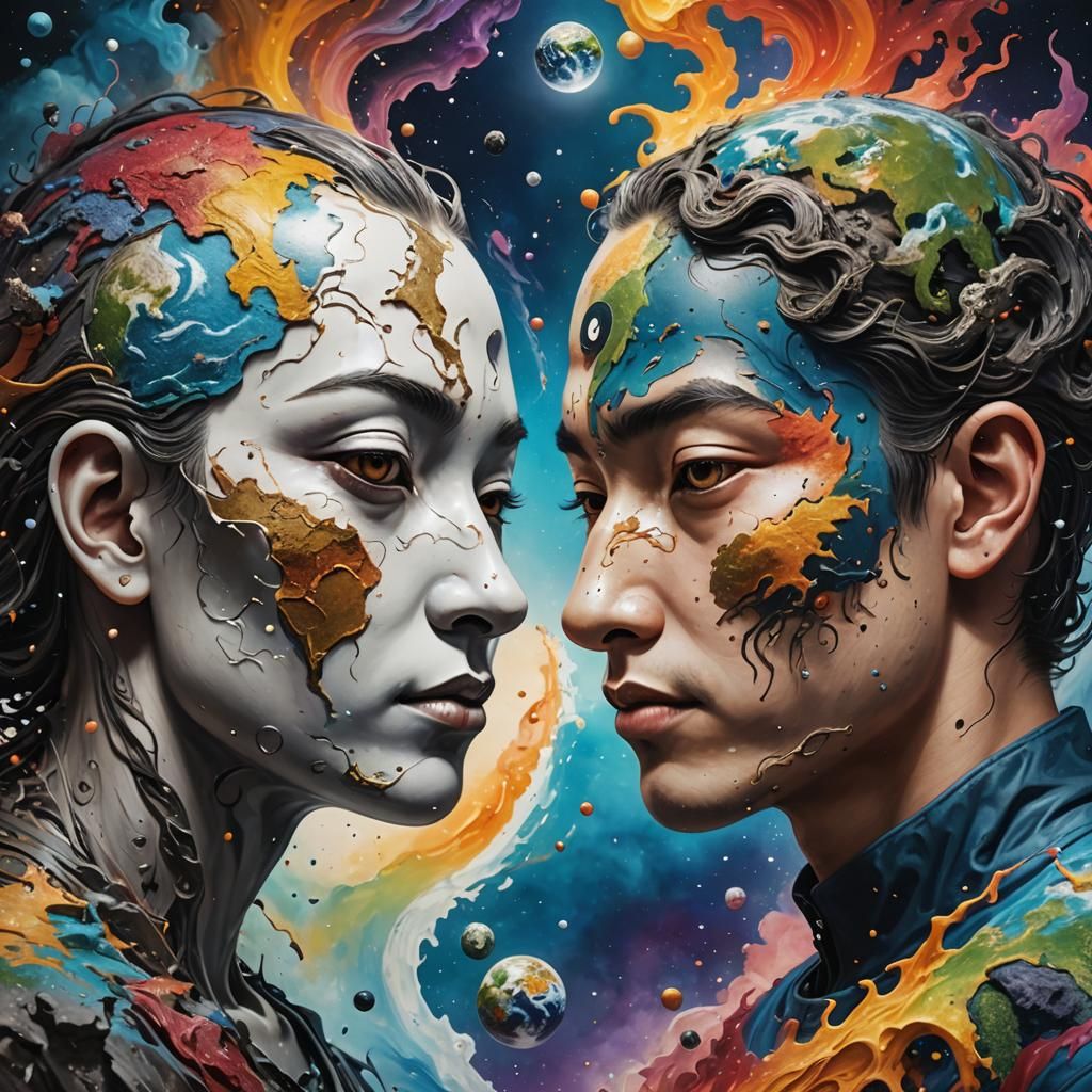 Human Duality: A Hyperrealistic Concept Art