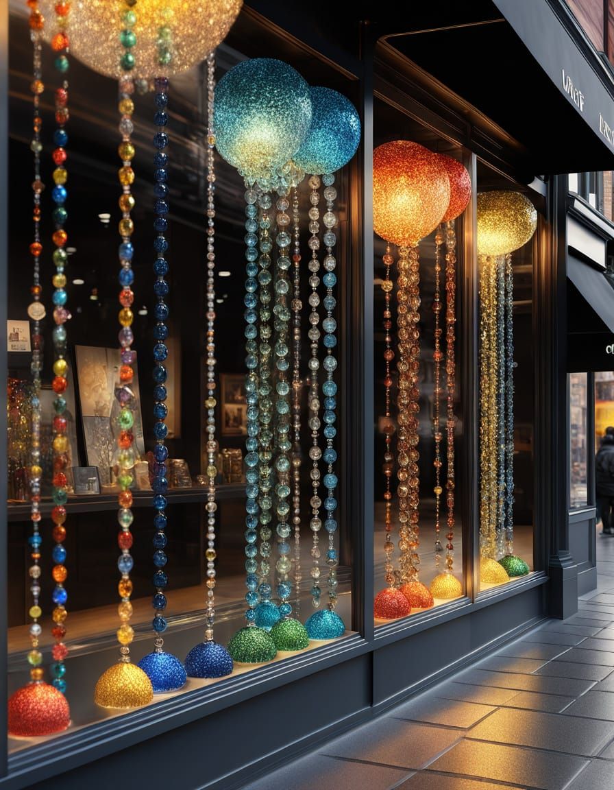 Beveled Plastic Beads Art in Vibrant Oil Painting Style