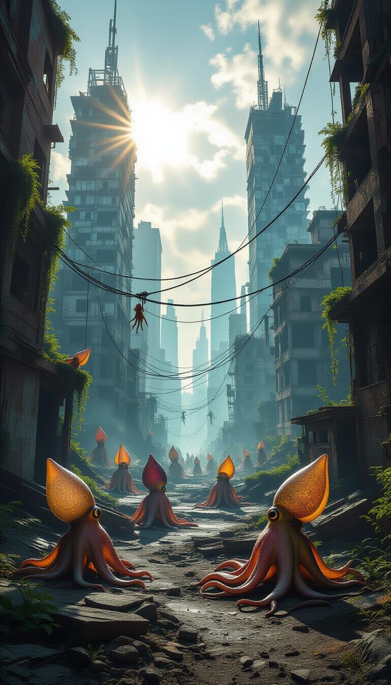Post-Apocalyptic Squid Tribes Hunt in Extinct Human Wastelan...