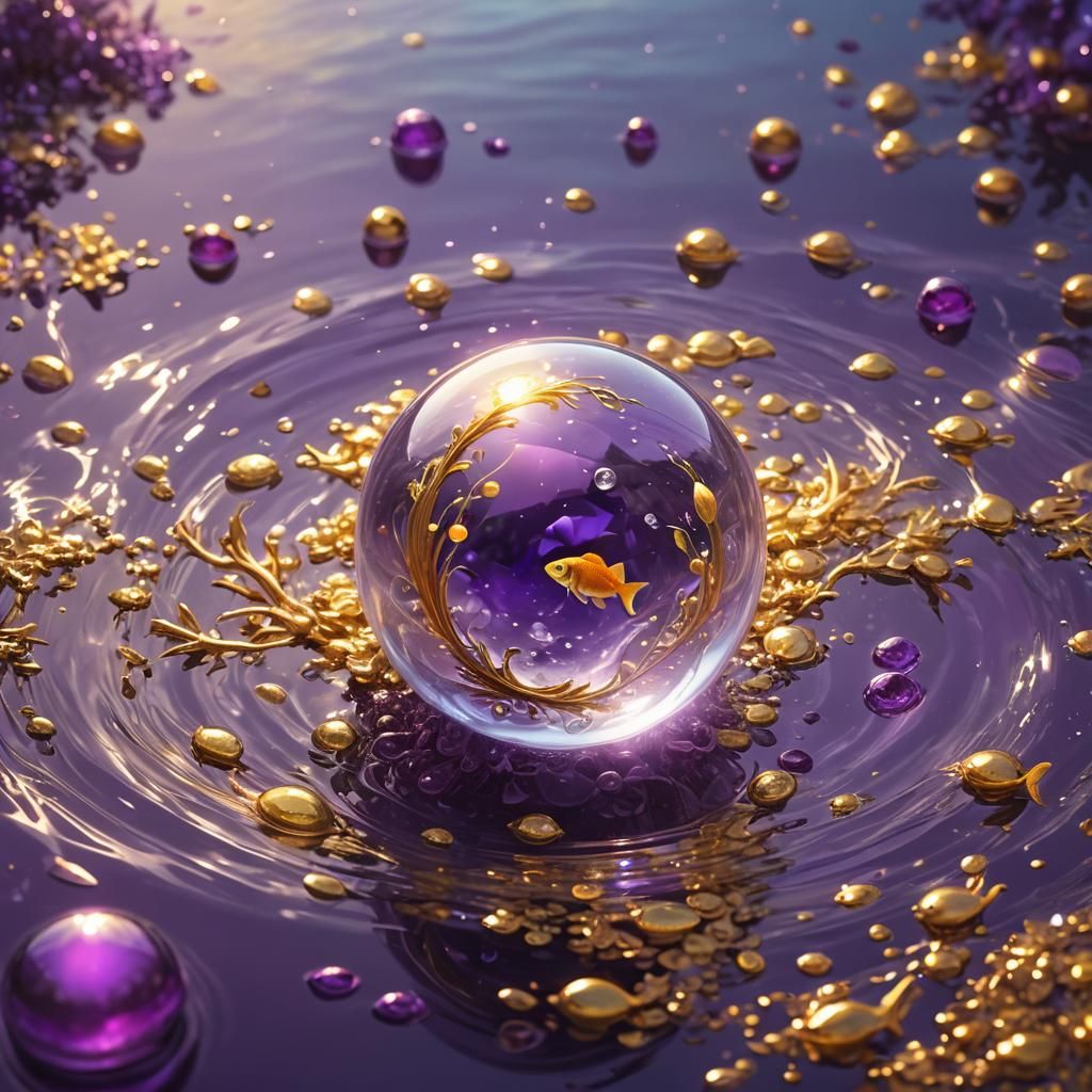 Golden Fish Jewel in Purple and Yellow Hues