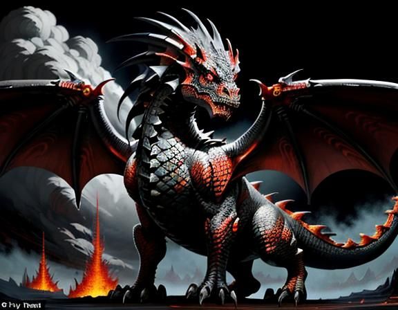 Majestic Dragon in Dynamic Fantasy Art Style