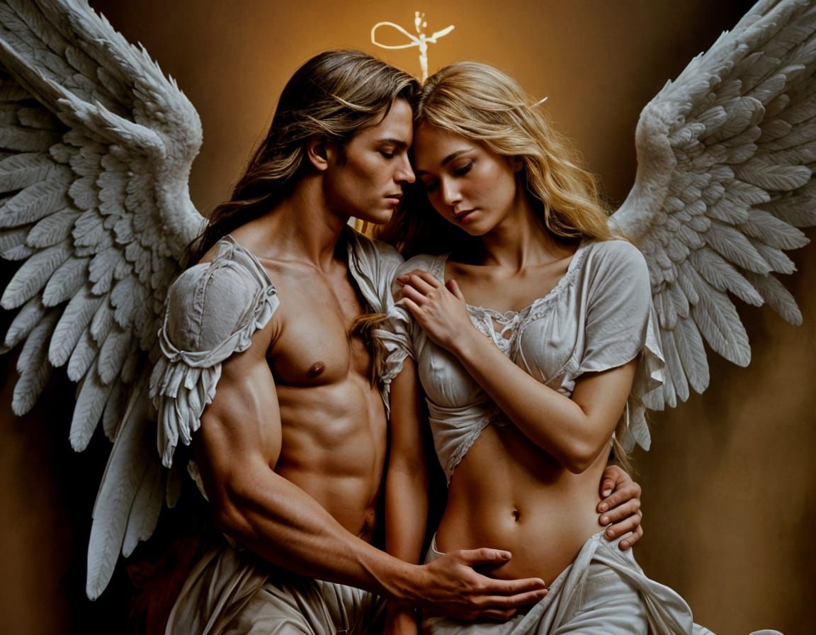Angelic Embrace: A Celestial Bond