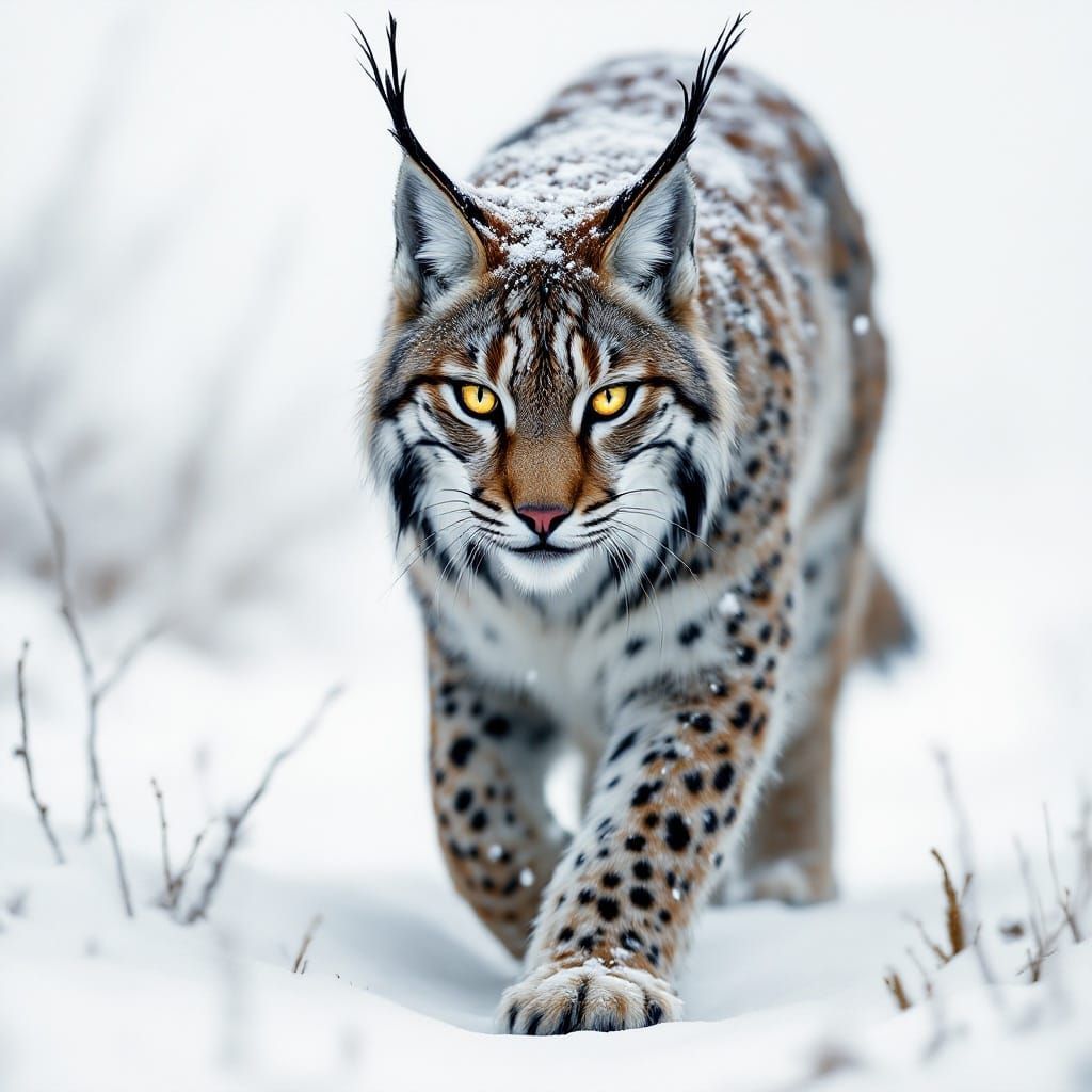 Lynx in Snow: Dark Fantasy Realism