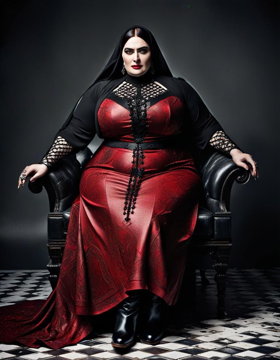 Confident Gothic Woman Portrait in Pop Art Style