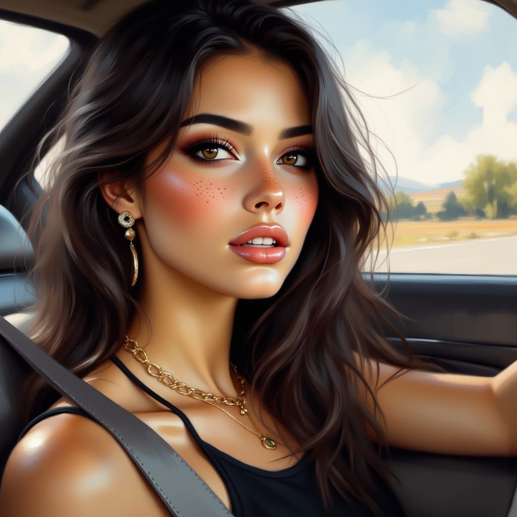 Ethereal Oil Painting of Captivating Young Woman