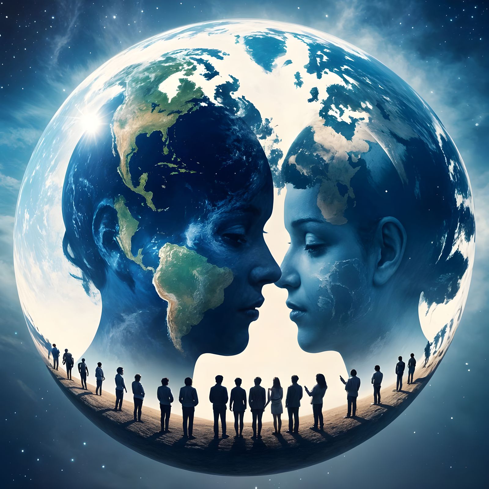 Precisionist Double Exposure: World Peace Concept