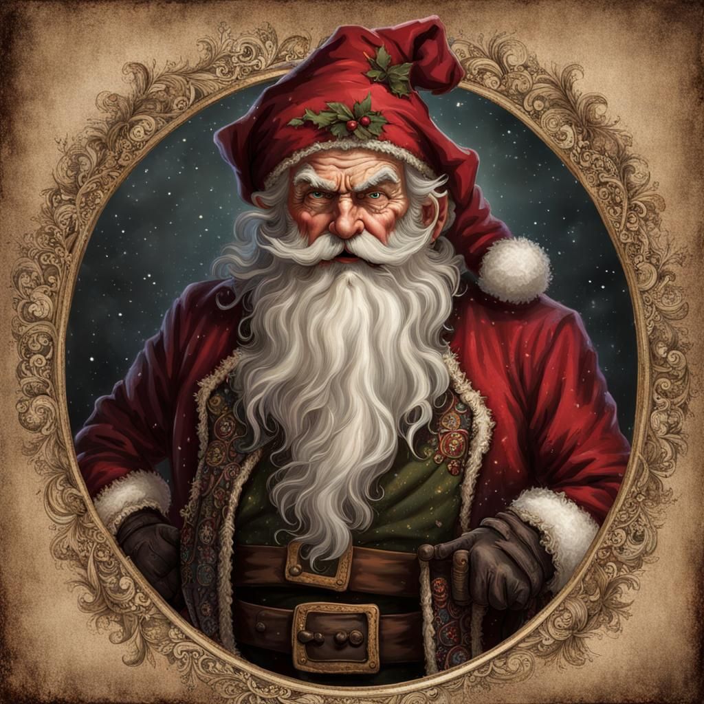 Evil Victorian Santa Claus with Crazed Eyes