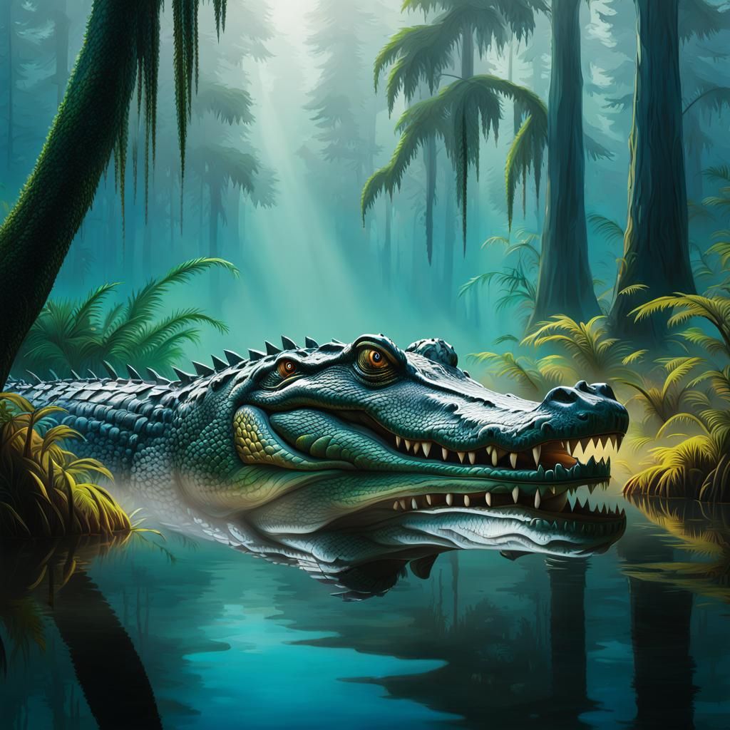 Reflection of a swamp gator