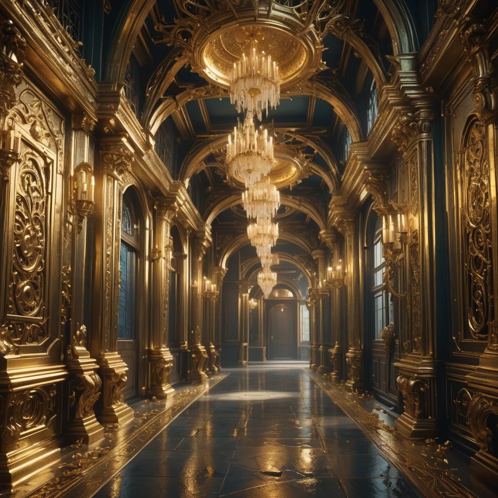 Fantastical Gold Beryl Hallway Concept Art