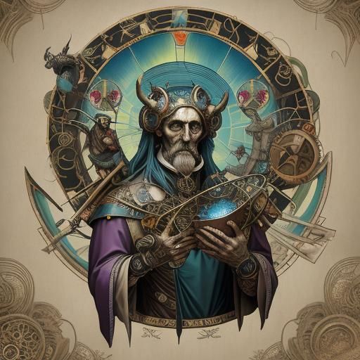 Bosch Art Nouveau Illustration in Mixed Media