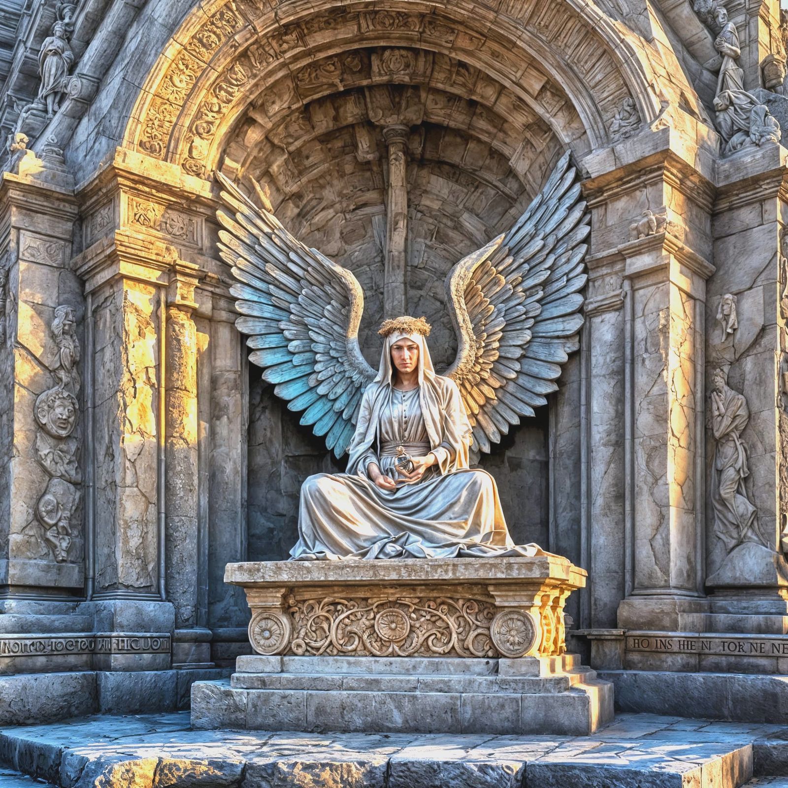 Angel on Empty Tomb at Dawn: Hyperrealistic HDR