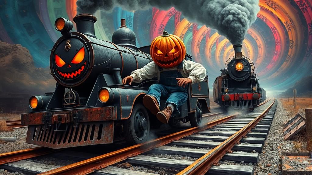 Scarecrow's Escape: Demonic Train Pursuit in Dreamscape