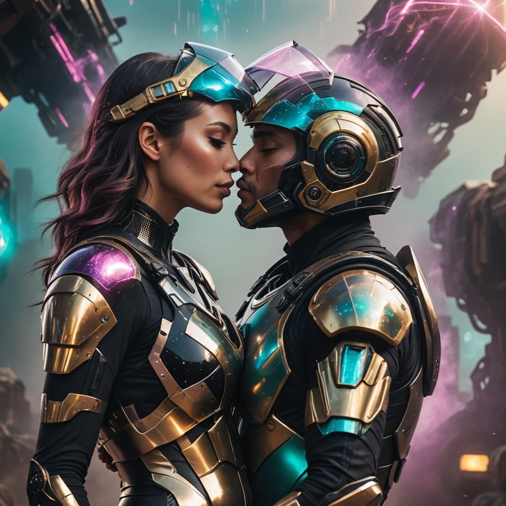 Pregnant Woman in Futuristic Armor: Cinematic Portrait