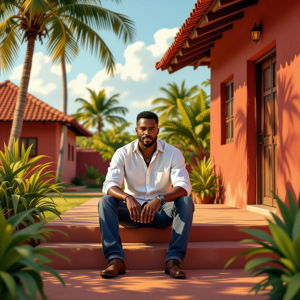 African Man Relaxing in Nigeria, 2D Animation