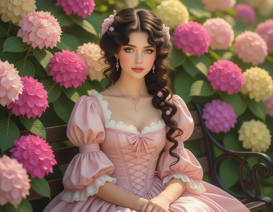 Edwardian Woman in a Dreamy Garden Scene