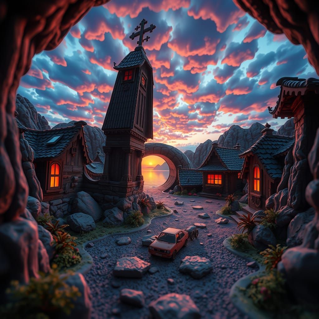 Little nightmares surreal, absurd dream sunset tunnel world ...