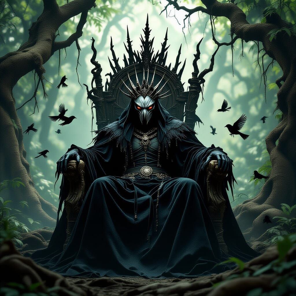 Tarantula King on Throne in Dark Gothic Style