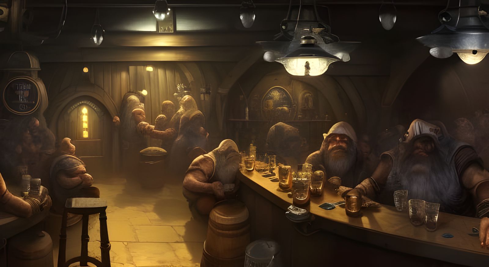 Lively Dwarven Tavern Concept Art in 8K Resolution