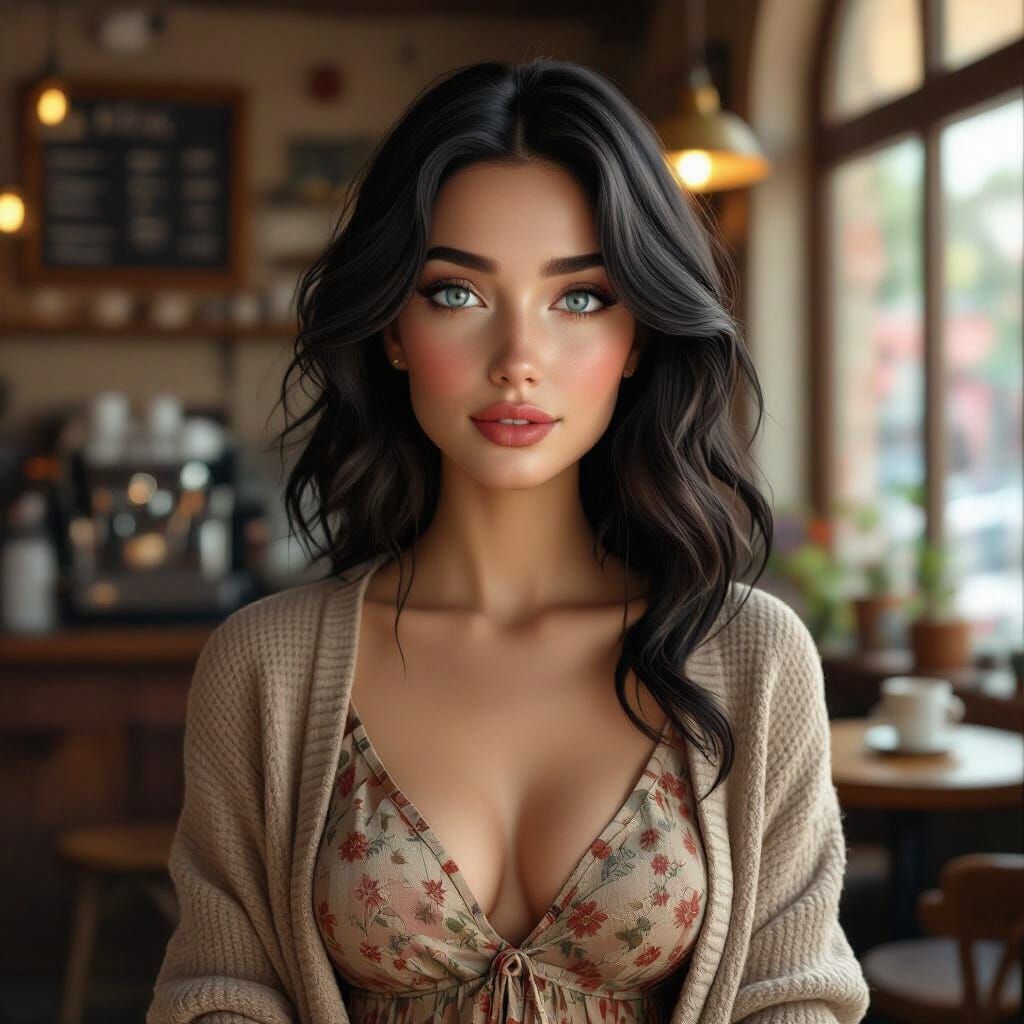 Irish Woman Outside Coffee Shop Matte Painting