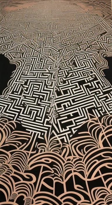 Goddess in Maze Dress: Hyperrealistic Digital Art