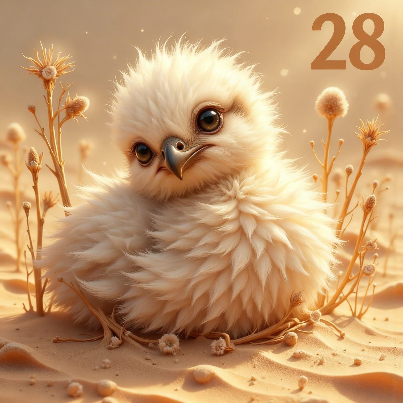 Eagle Chick in Pastel Desert Light, Diamond Painting Style