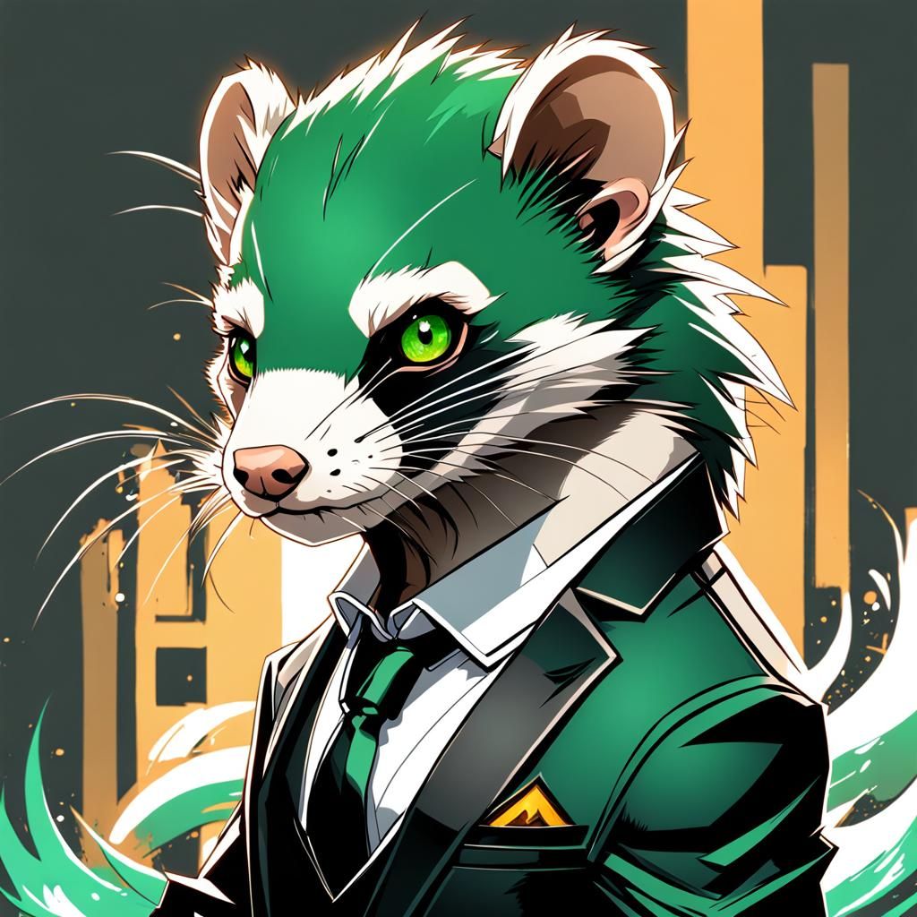 Anime Ferret Yakuza with Emerald Eyes
