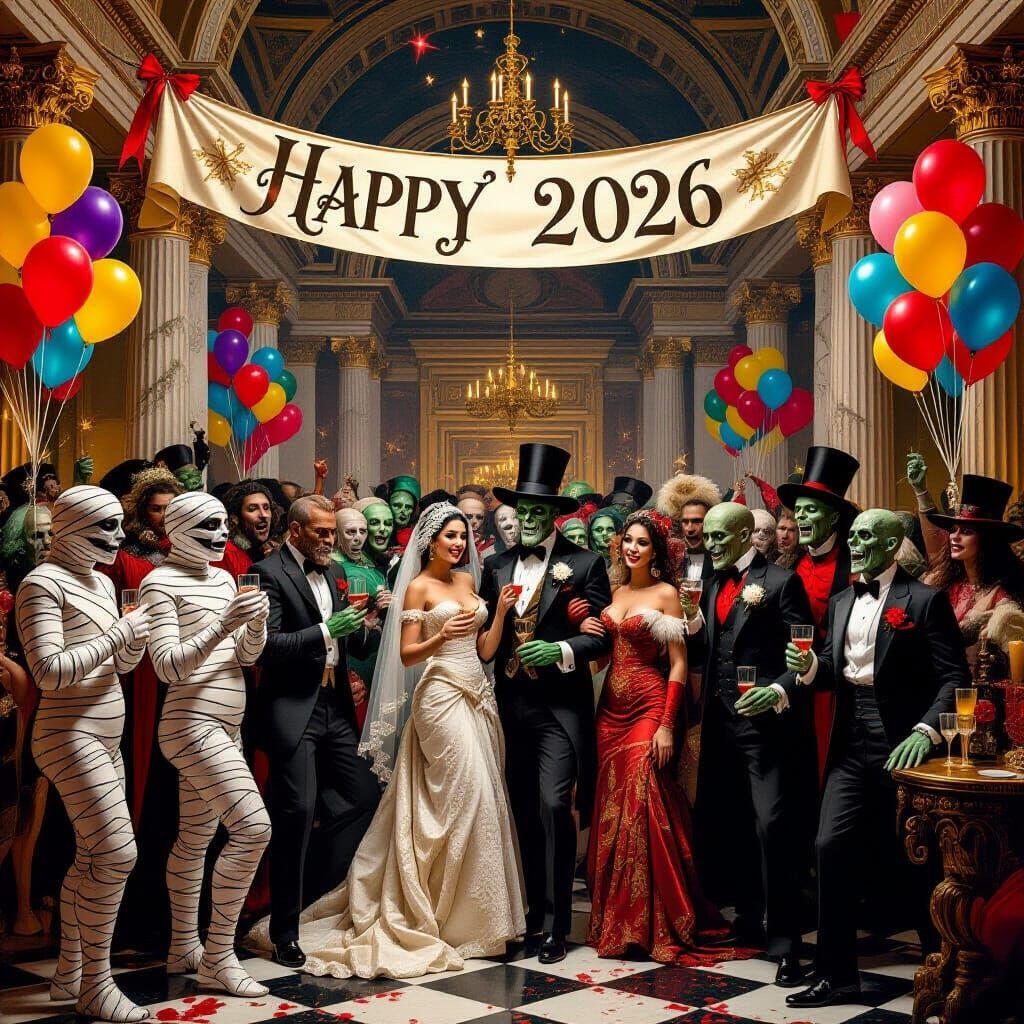 Renaissance Monsters Celebrate New Year's Eve in Michelangel...