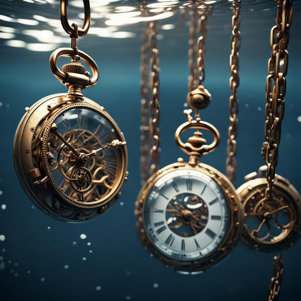 Entangled Antique Pocket Watches in Sci-Fi Style