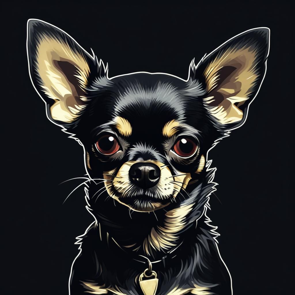 Mutated Chihuahua in Black Aesthetic Art Style