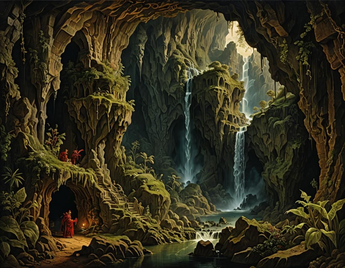 searching for the demon in a cave