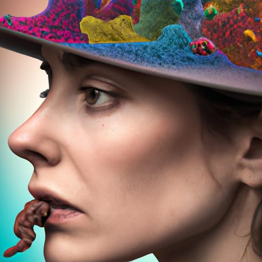 Hyperrealistic Woman with Worms, Splash Art Style