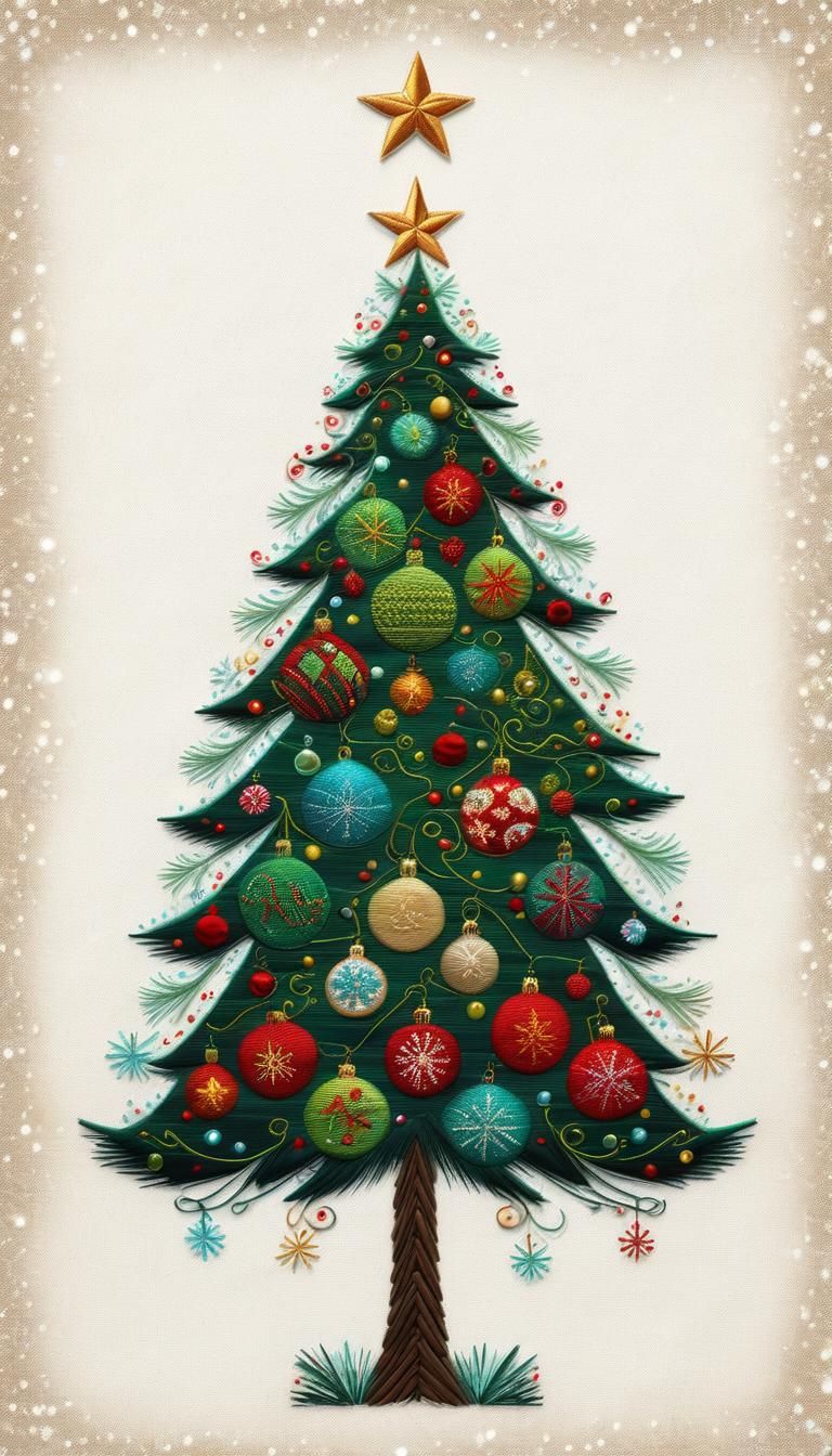 Embroidered Christmas Tree Jacket in Folk Art Style