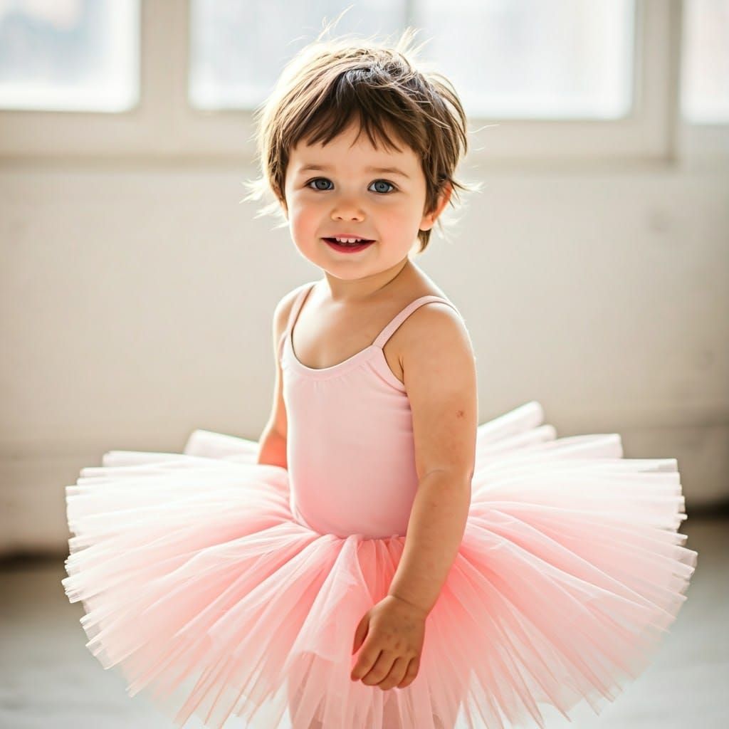 Boy in Pink Tutu, Soft Focus Portrait