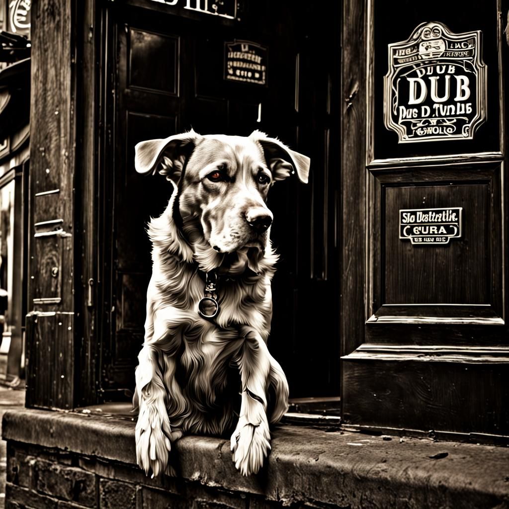 Hyperrealistic Pub Sign: Dog and Dub