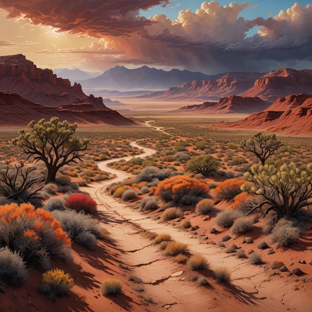 Desert Walking Path Landscape in Photorealistic Style