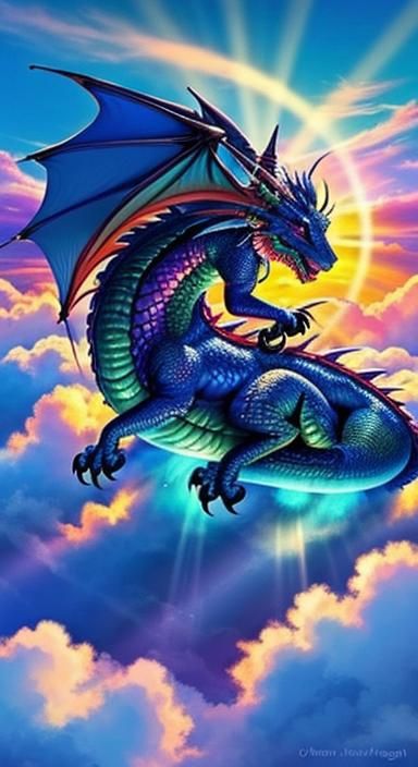 Colorful Dragon Dreaming in Heavenly Sunshine