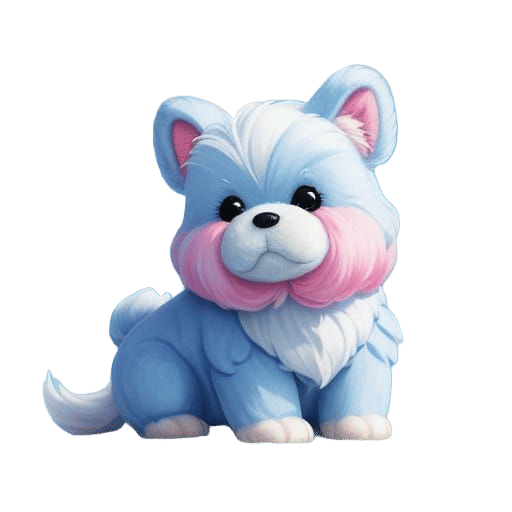 Whimsical Webkinz Puppy in Pastel Clouds