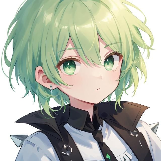 Close-up Portrait of Person with Spiky Green Hair