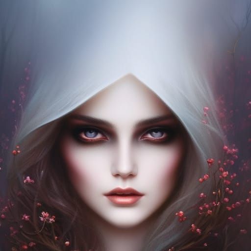 Rose-Wrapped Woman in Forest, Hyperdetailed Fantasy Art