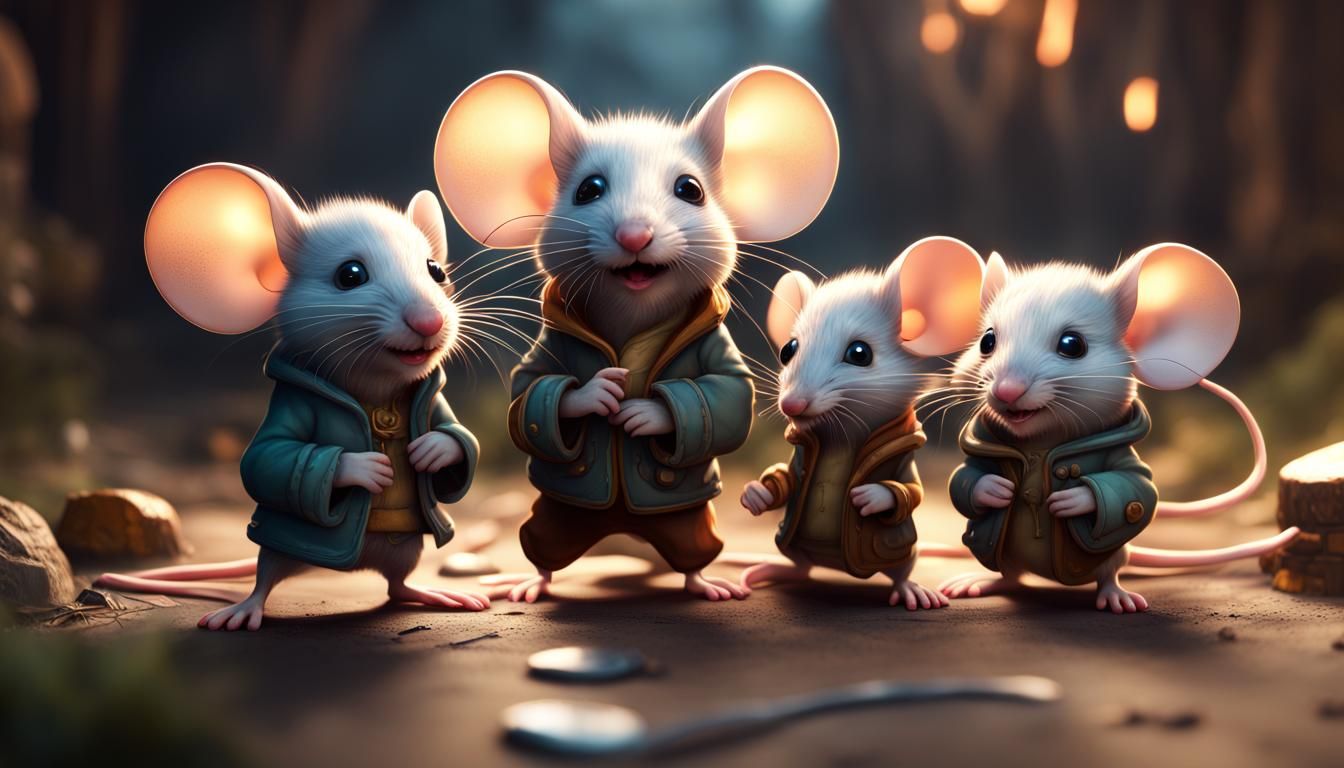 Cute Mice in Shoe: Fantastical Matte Painting