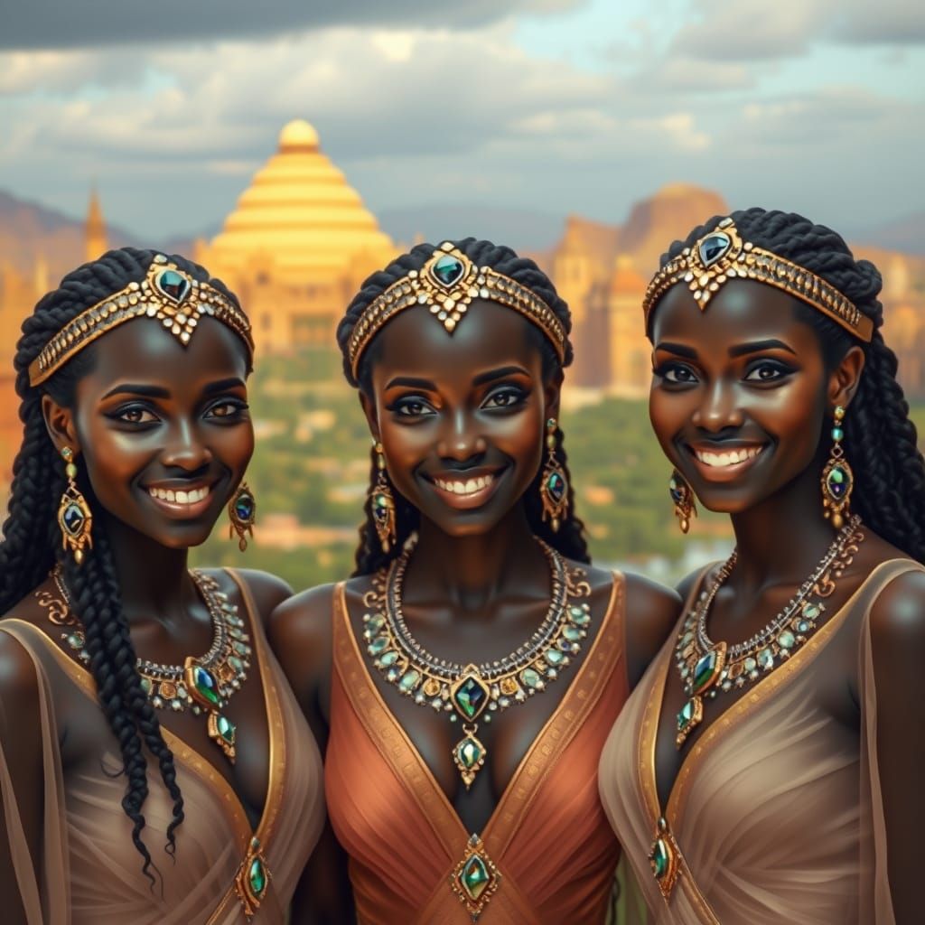 Lemurian Princesses in Futuristic Splendor