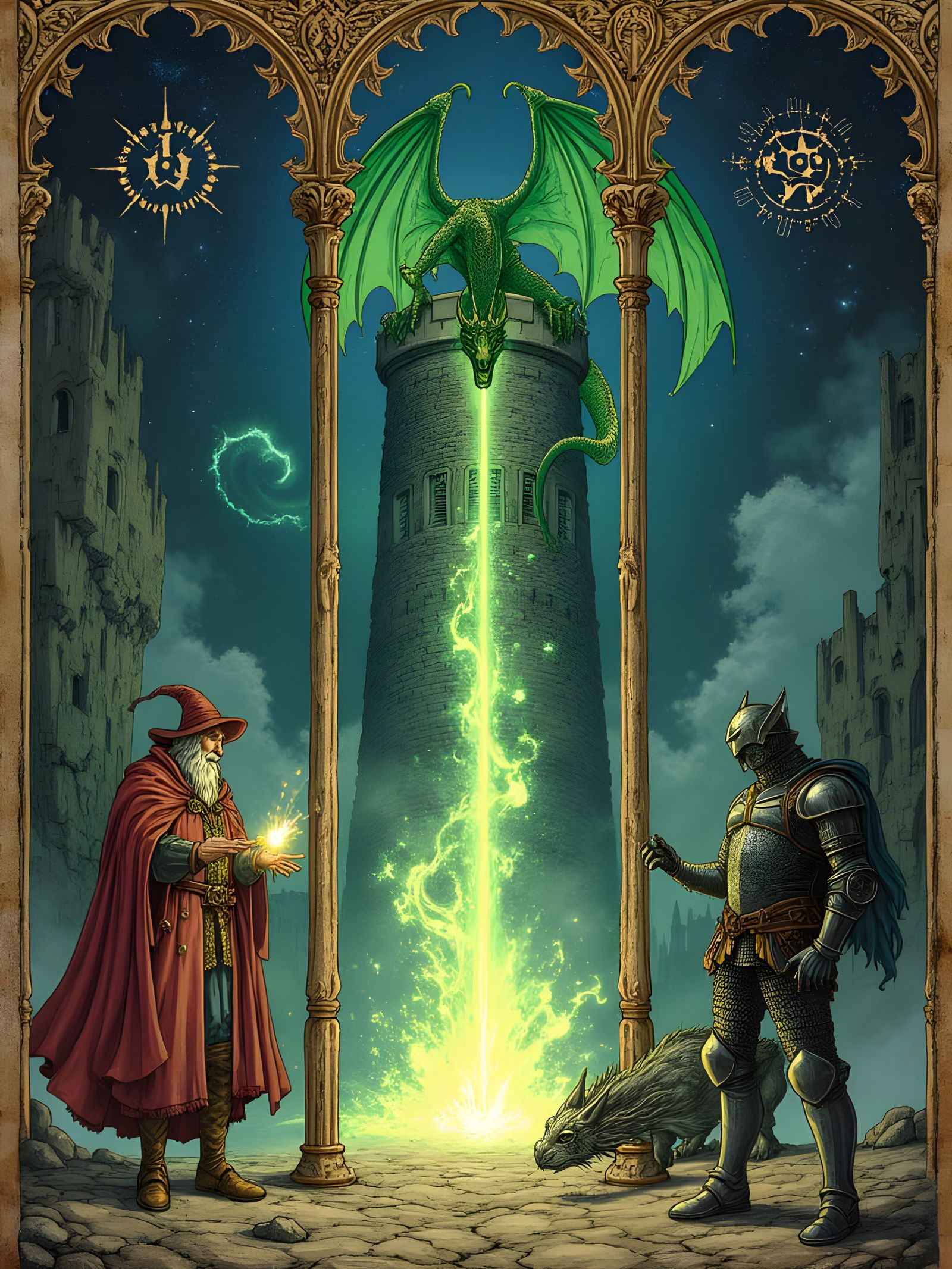 Majestic Dragon, Wizard & Knight in Codex Style