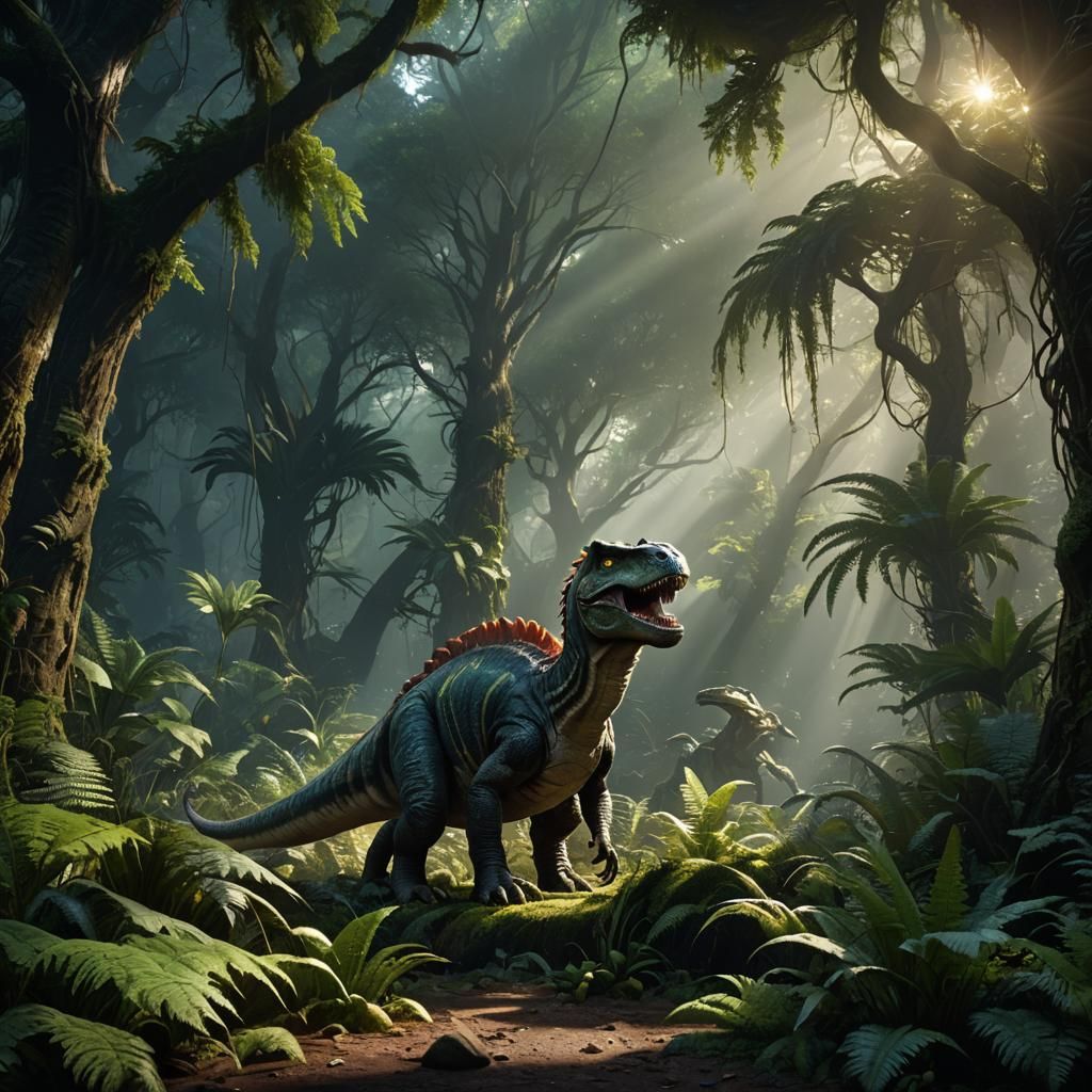 Anna Kendrick and Dinosaurs in a Forest