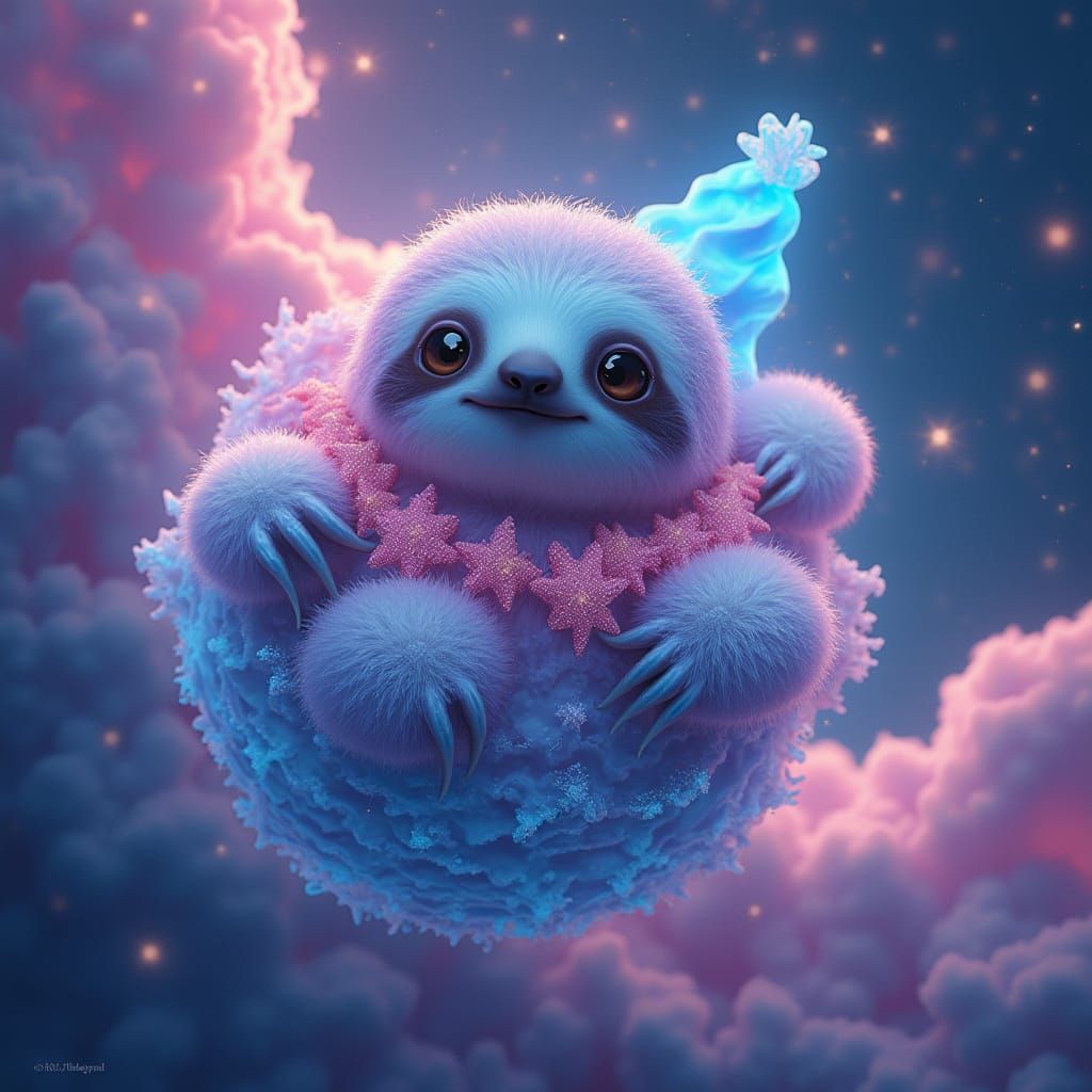 Astral Sloth in Cosmic Ice Cream Nebula