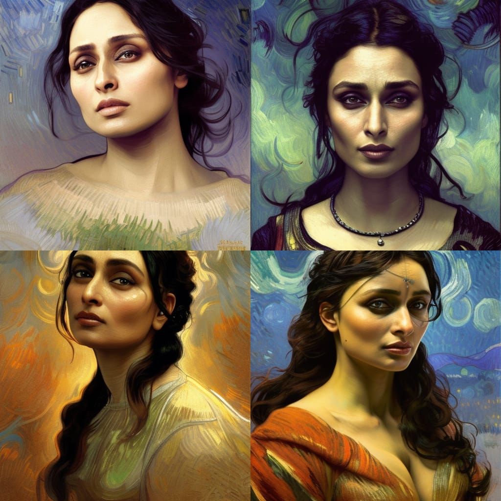 Radiant Portrait Inspired by Van Gogh and Velasquez