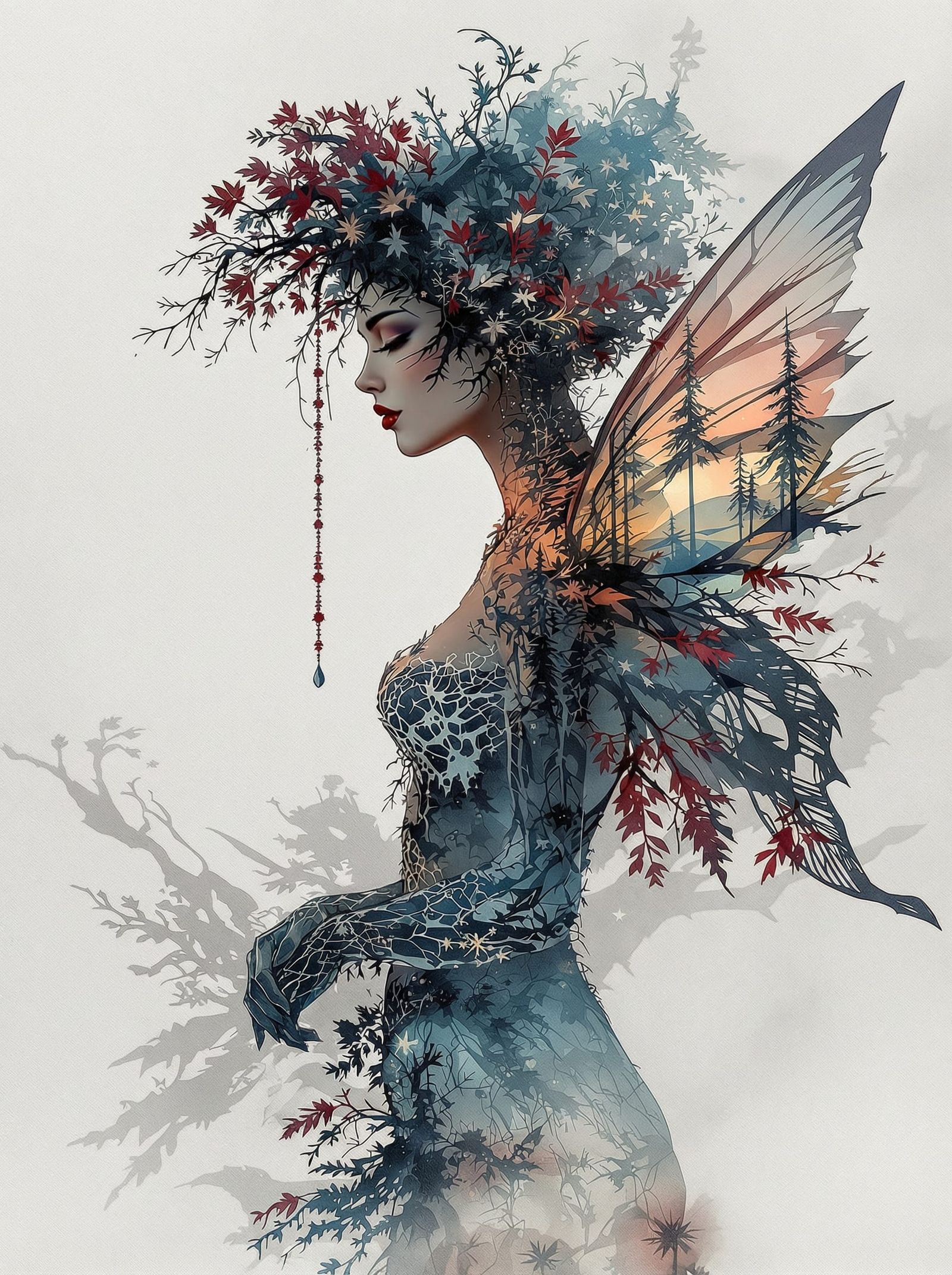 Fairy Silhouette with Crystalline Salt-Resist Effect