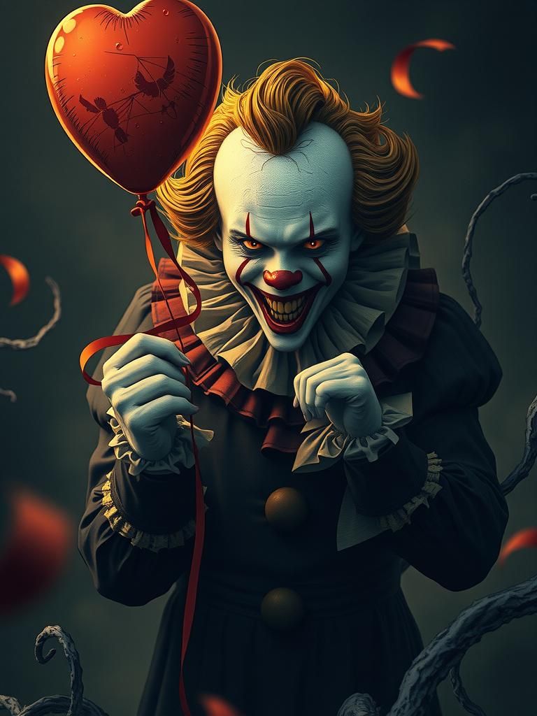 Pennywise with Heart Balloon in Sketchfab Style
