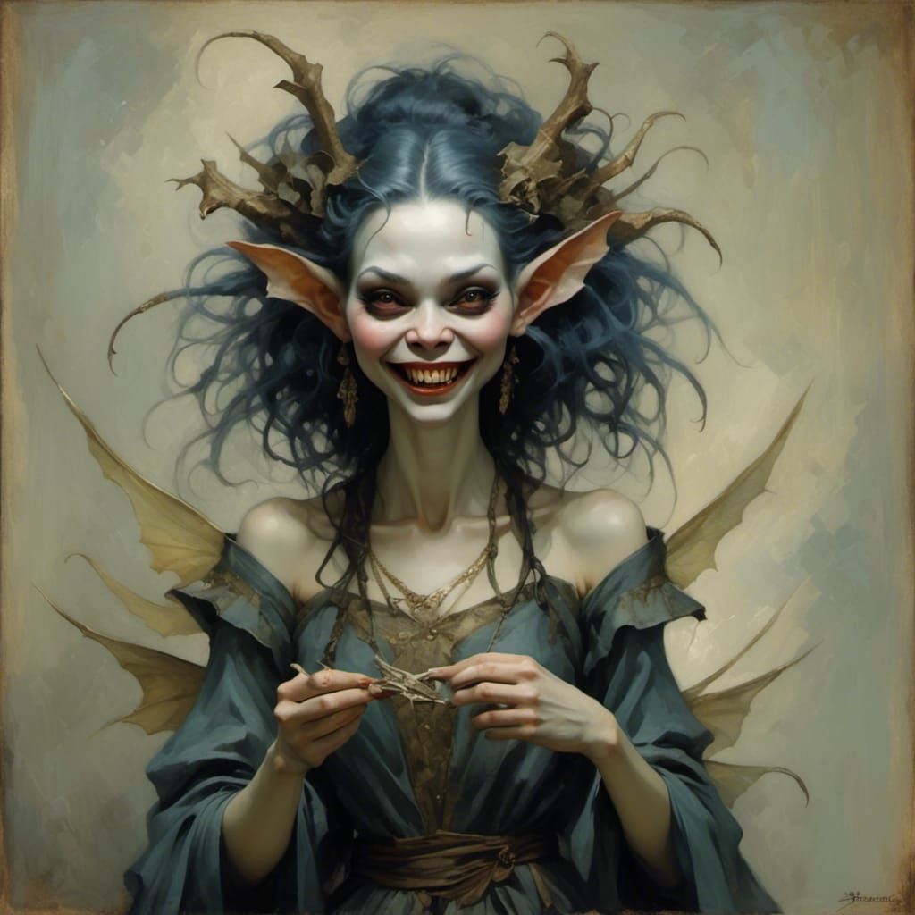Mischievous Fairy Woman in Brian Froud Style