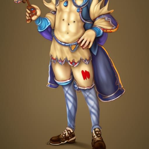 Cute Male Jester Character Design in Pastel